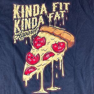 Kinda Fit Kinda Fat Shirt Mens XL Pizza Graphic Tee Black KFKF Gym Humor